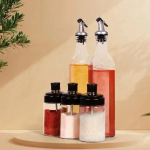 Glass oil dispenser bottle set kitchen