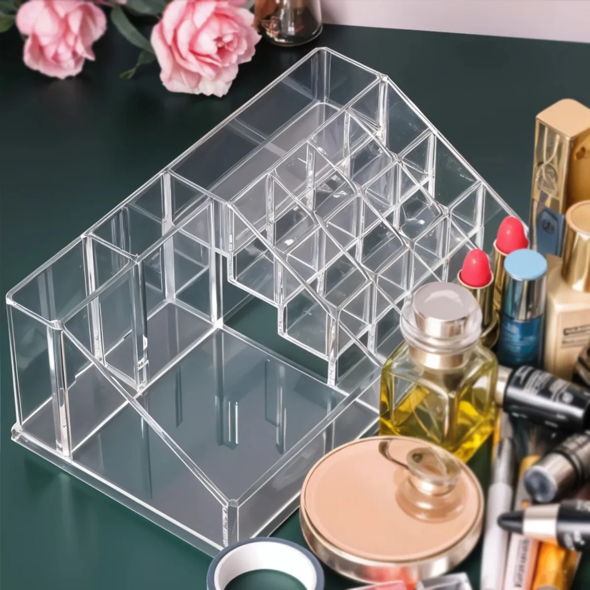 16 Grid Makeup Organizer Box – Acrylic Cosmetic Storage Stand 4 16 Grid Makeup Organizer Box – Acrylic Cosmetic Storage Stand - Image 4