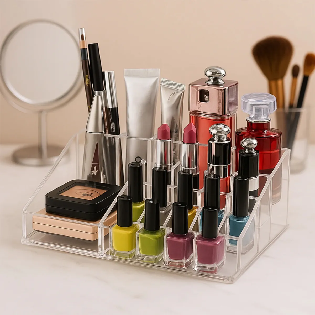 16 Grid Makeup Organizer Box – Acrylic Cosmetic Storage Stand 5 16 Grid Makeup Organizer Box – Acrylic Cosmetic Storage Stand - Image 5