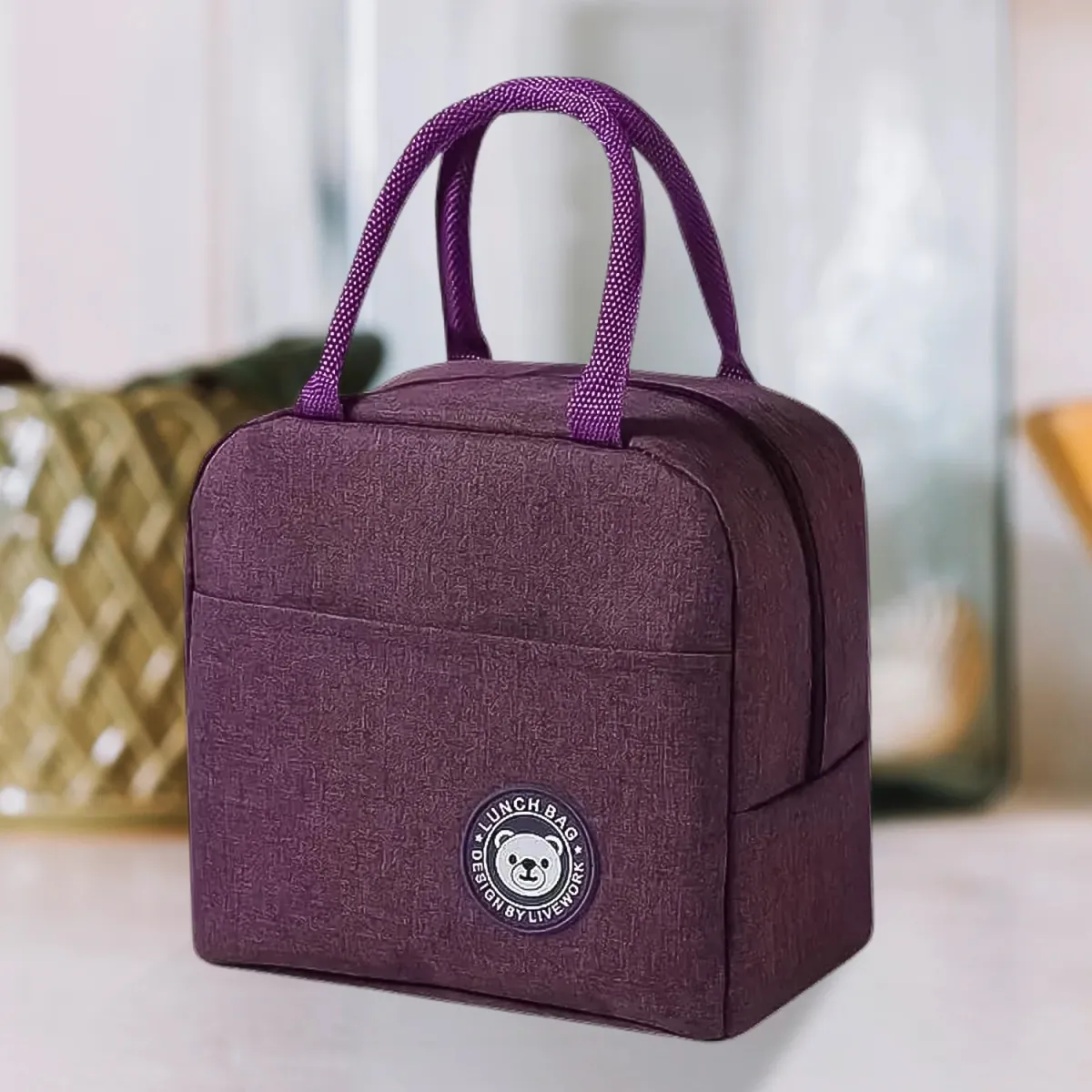 Insulated Lunch Bag with Zipper – Portable Food Carry Bag - Image 2