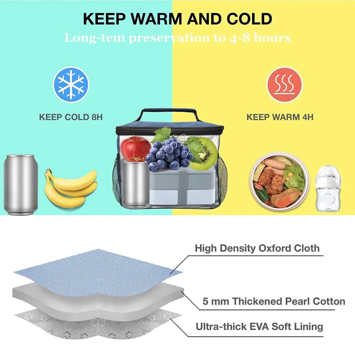 Insulated Lunch Bag with Zipper – Portable Food Carry Bag - Image 5