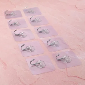 Transparent adhesive wall hooks set