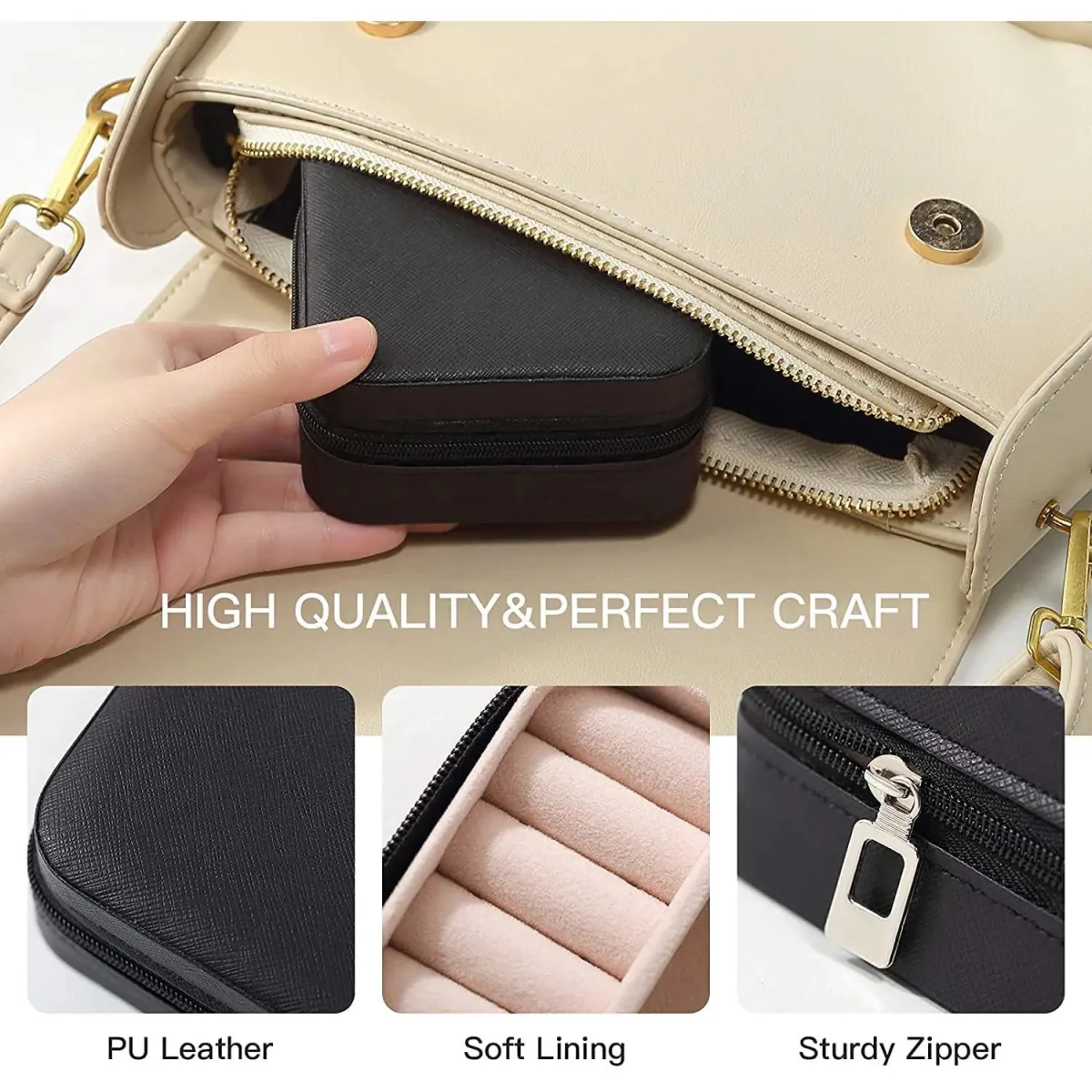 Travel jewellery organizer box with compartments